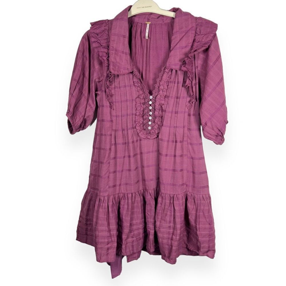 Free People Elora Rose Pink Spring Mini Dress JuneBerry Bohemian Women Size XS - Picture 6 of 12